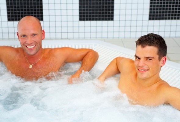 Men in Hot tub